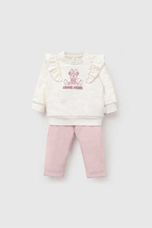 Set poleron/pantalon polycotton Disney Minnie Mouse niña rosado 0-3M a 9-12M