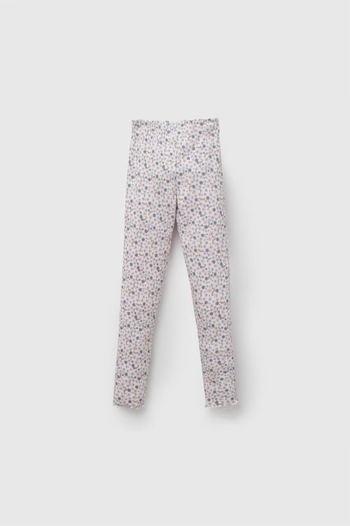Legging flores niña beige 3-4A a 12-13A