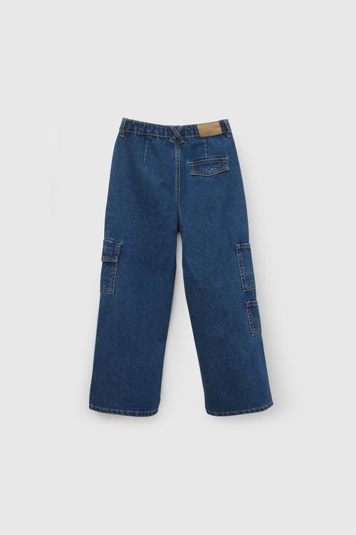 Jeans cargo niña azul 3-4A a 12-13A