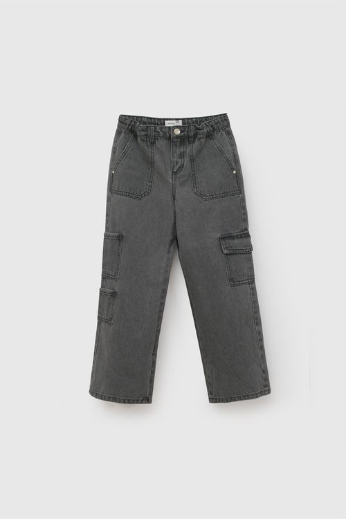 Jeans cargo niña grafito 3-4A a 12-13A