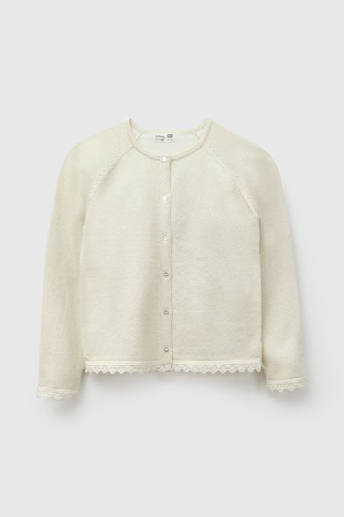 Chompa tejido niña crema 3-4A a 12-13A