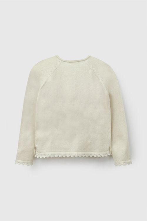 Chompa tejido niña crema 3-4A a 12-13A