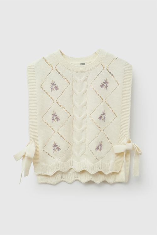 Sweater tejido niña crema 6-9M a 4-5A