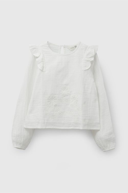 Blusa bambula niña crema 3-4A a 12-13A
