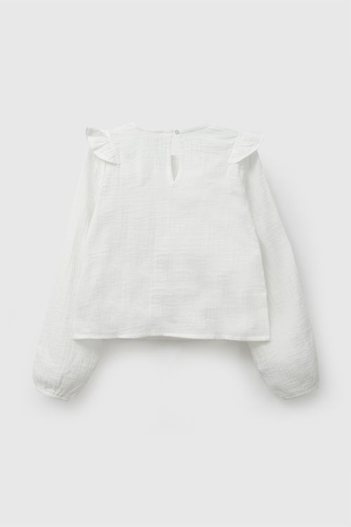 Blusa bambula niña crema 3-4A a 12-13A