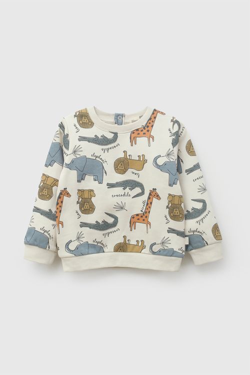 Polera animales niño beige 6-9M a 4-5A