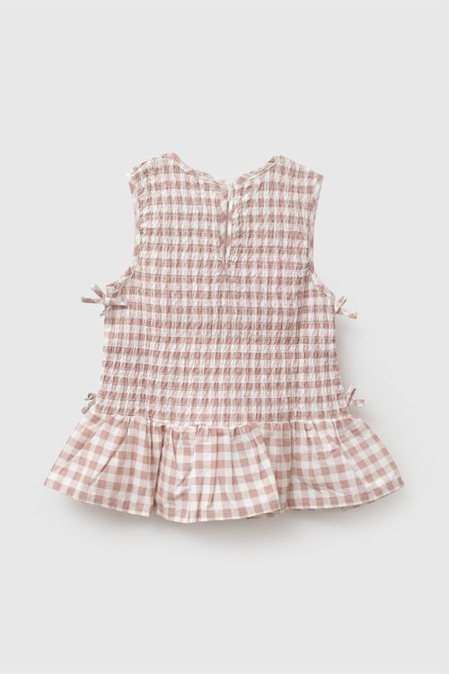Blusa cuadros niña rosa viejo 3-4A a 12-13A