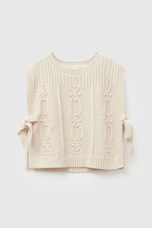 Sweater tejido niña crema 3-4A a 12-13A