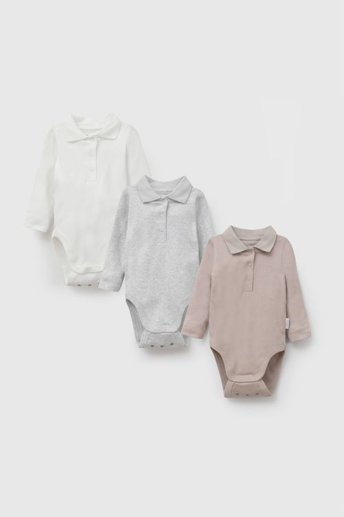 Set body cuello polo rib niño cafe 0/3M a 18/24M
