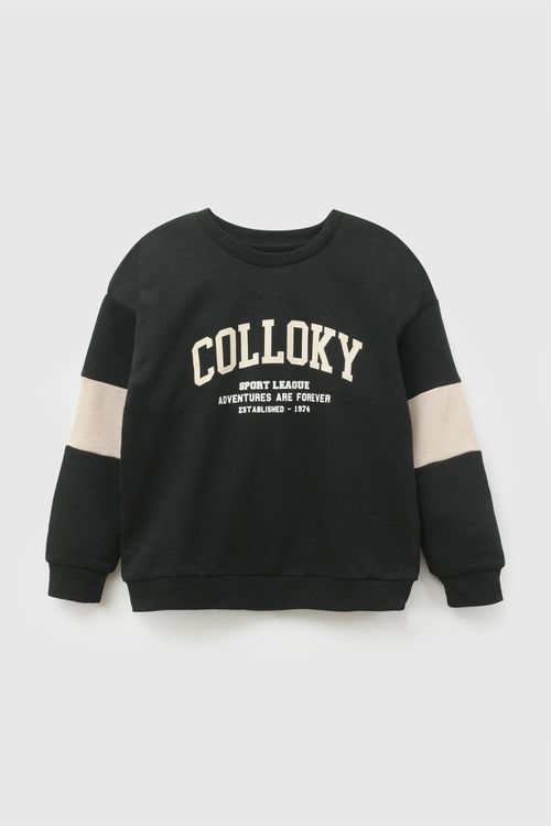 Polera Colloky polycotton niño negro 3-4A a 12-13A