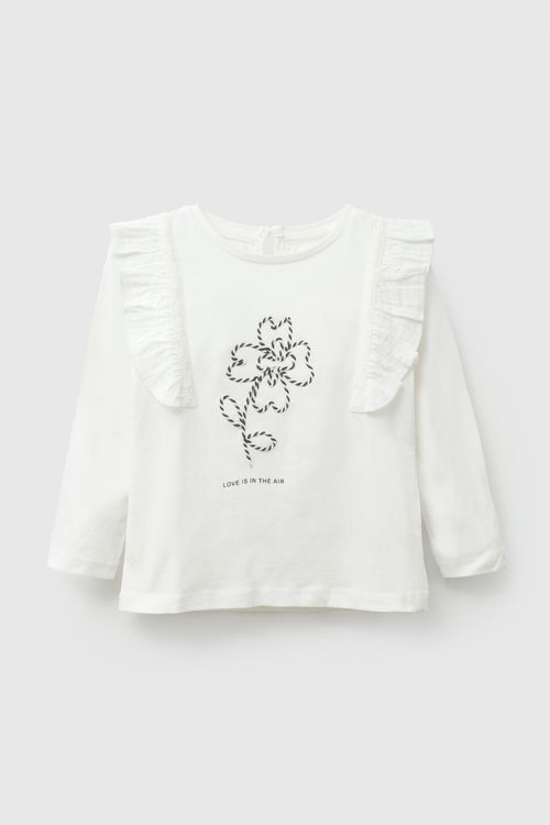 Polo manga larga vuelos niña blanco 6-9M a 4-5A