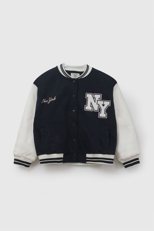 Polera bomber niña azul marino 3-4A a 12-13A