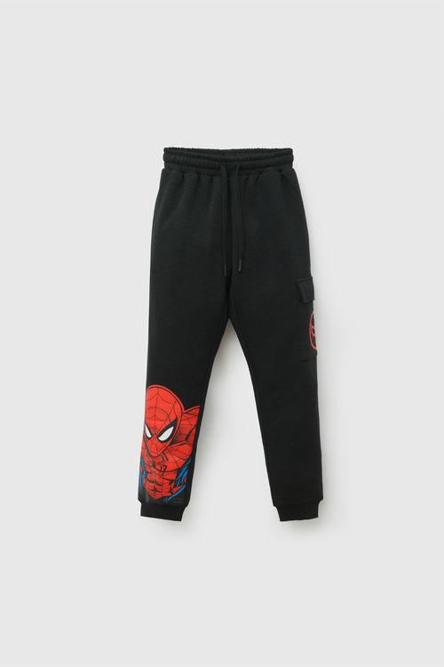 Pantalon buzo Marvel Spiderman niño negro 3-4A a 12-13A