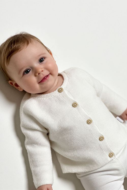 Chompa tejido unisex blanco RN a 6-9M
