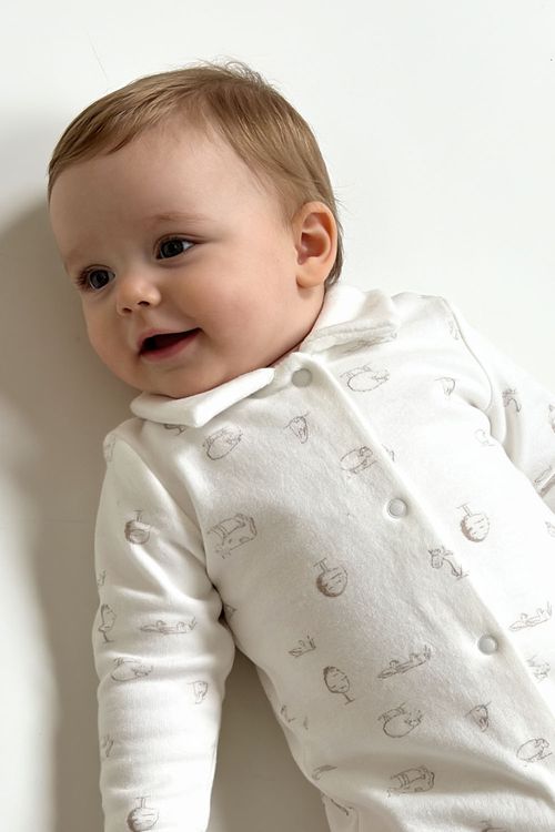 Enterizo plush niño crema RN a 6-9M