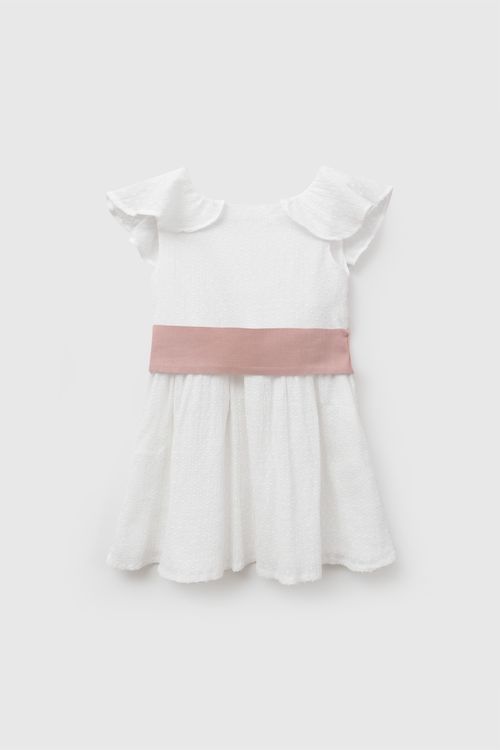 Vestido manga globo ceremony niña blanco 6-9M a 4-5A
