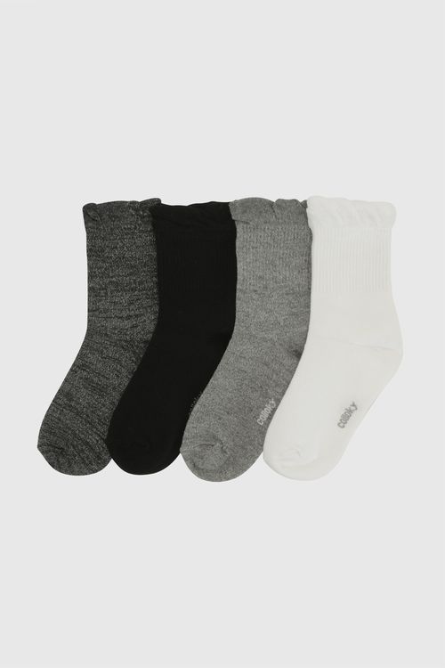 Pack 4 Medias 3/4 punto suave y resistente niña gris 3/4A a 9/12A