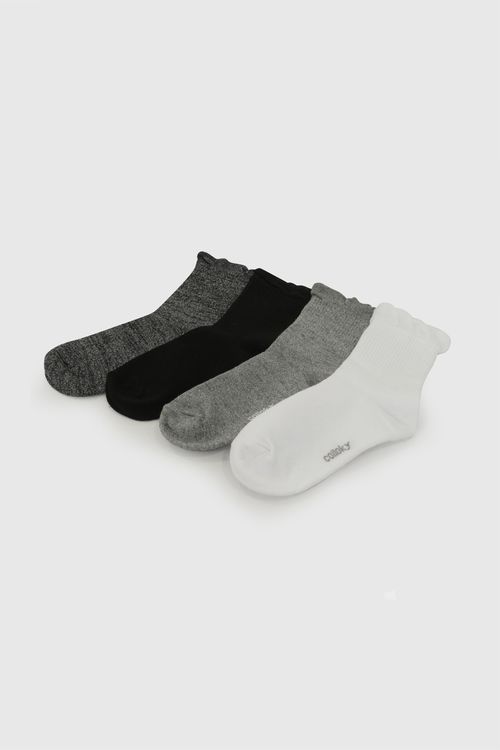 Pack 4 Medias 3/4 punto suave y resistente niña gris 3/4A a 9/12A