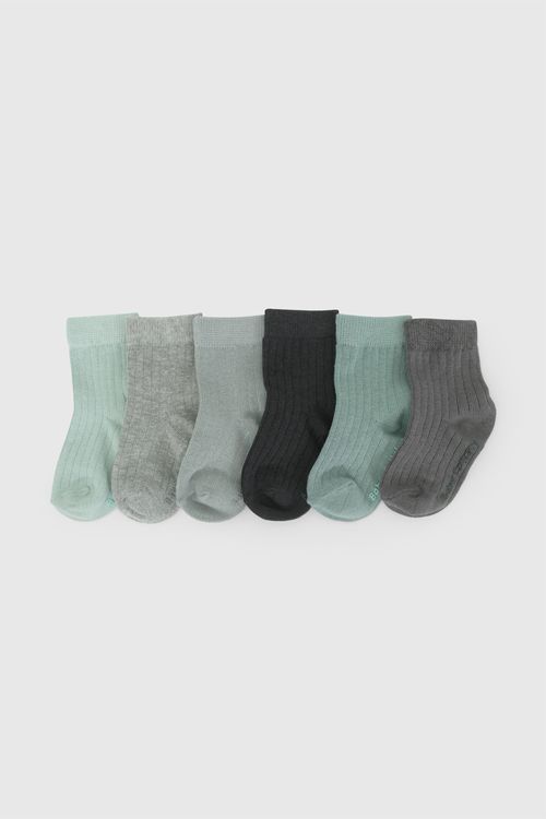 Pack 6 Medias deportivo punto suave y resistente niño verde 0/3M a 3/4A