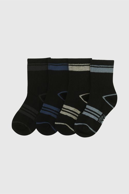 Pack 4 Medias soquete 3/4 niño negro 3/4A a 9/12A