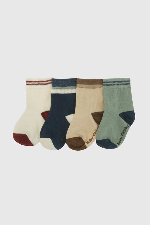 Pack 4 Medias deportivo corto punto suave niño multicolor 0/3M a 3/4A
