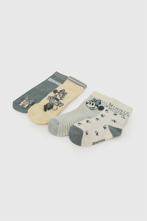 Pack 4 Medias deportivo Disney Minnie Mouse niña azul 0/3M a 3/4A