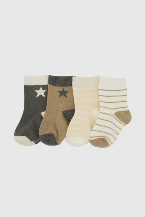Pack 4 Medias deportivo corto niño gris 0/3M a 3/4A