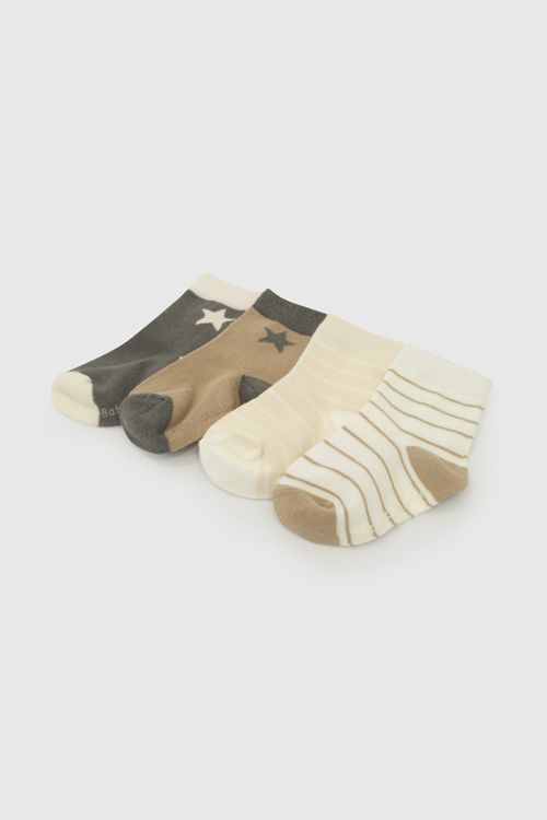 Pack 4 Medias deportivo corto niño gris 0/3M a 3/4A
