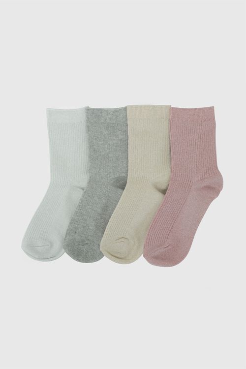 Pack 4 Medias 3/4 brillo niña multicolor 3/4A a 9/12A