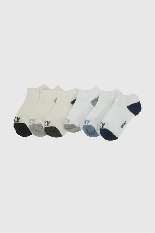 Pack 6 Medias soquete trainee punto suave y resistente niño blanco 3/4A a 9/12A