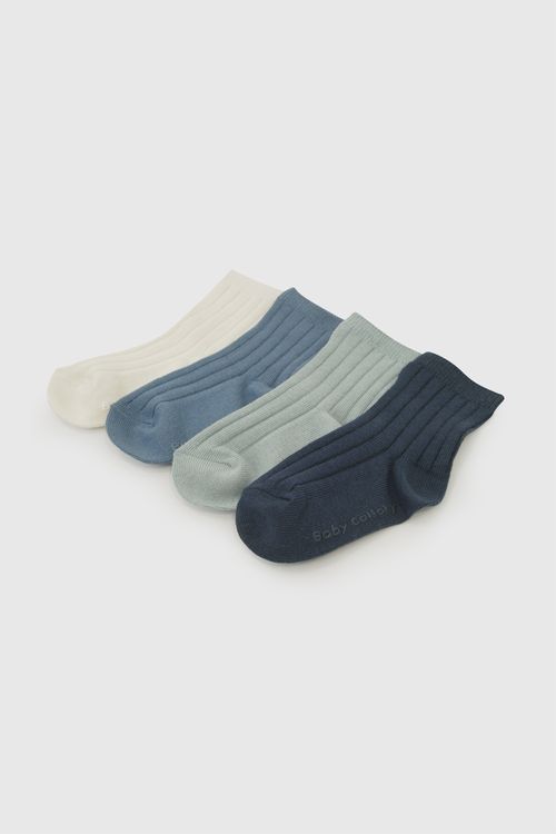 Pack 4 Medias deportivo corto punto suave niño azul 0/3M a 3/4A