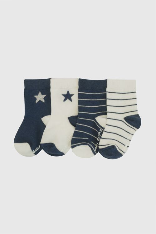 Pack 4 Medias deportivo algodon niño azul 0/3M a 3/4A