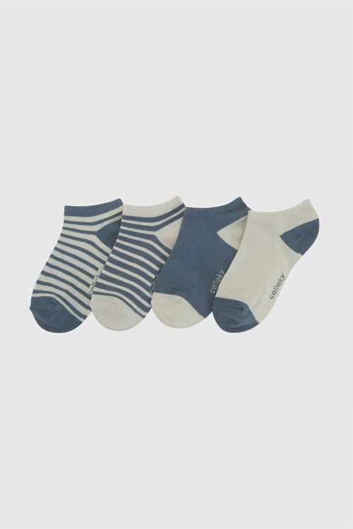 Pack 4 Medias trainee punto suave y resistente niño azul 3/4A a 9/12A