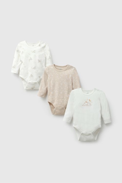 Pack 3 Body Disney Winnie The Pooh algodón unisex blanco 0M a 18/24M