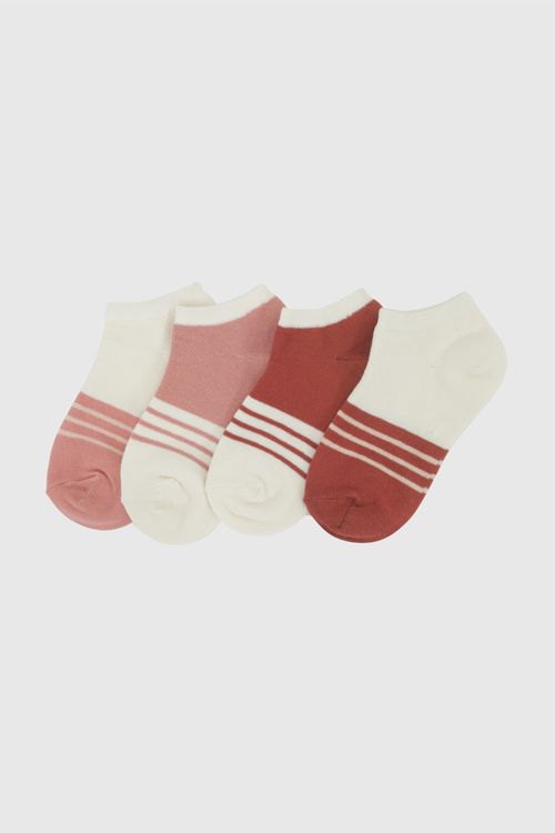 Pack 4 Medias trainee punto suave y resistente niña rosado 3/4A a 9/12A