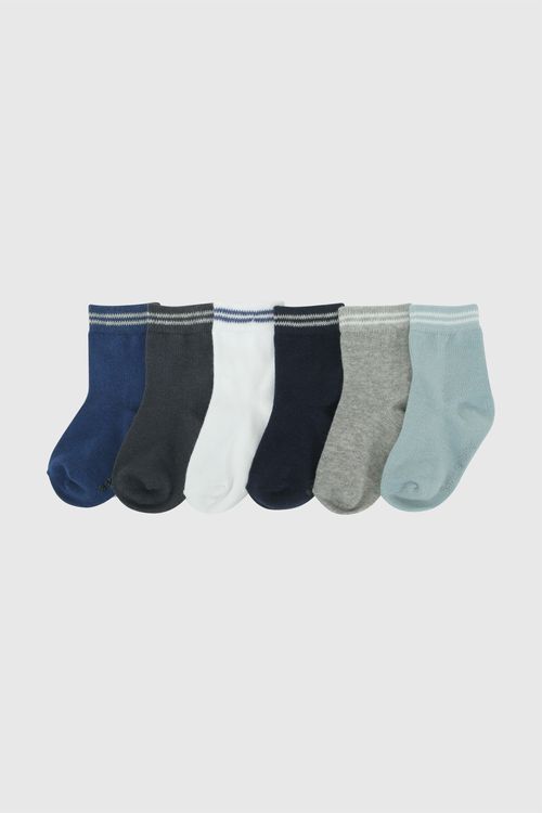 Pack 6 Medias deportivo corto niño azul 0/3M a 3/4A