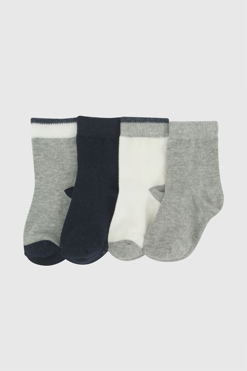 Pack 4 Medias deportivo punto suave y resistente niño gris 0/3M a 3/4A