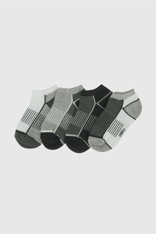 Pack 4 Medias soquete trainee punto suave y resistente niño negro 3/4A a 9/12A