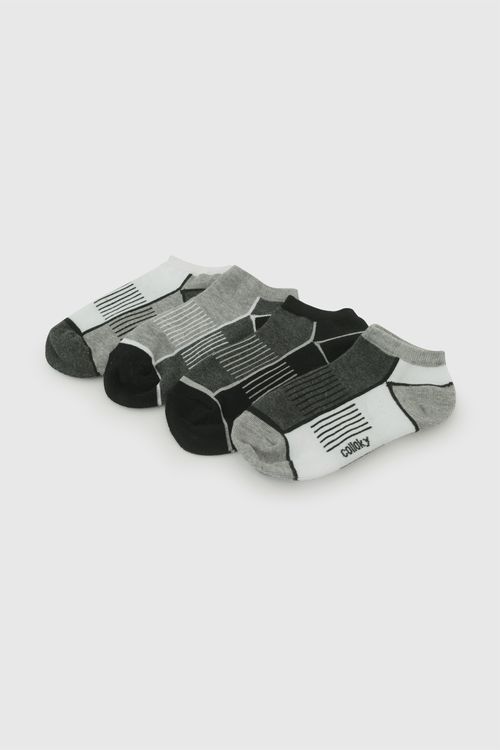 Pack 4 Medias soquete trainee punto suave y resistente niño negro 3/4A a 9/12A