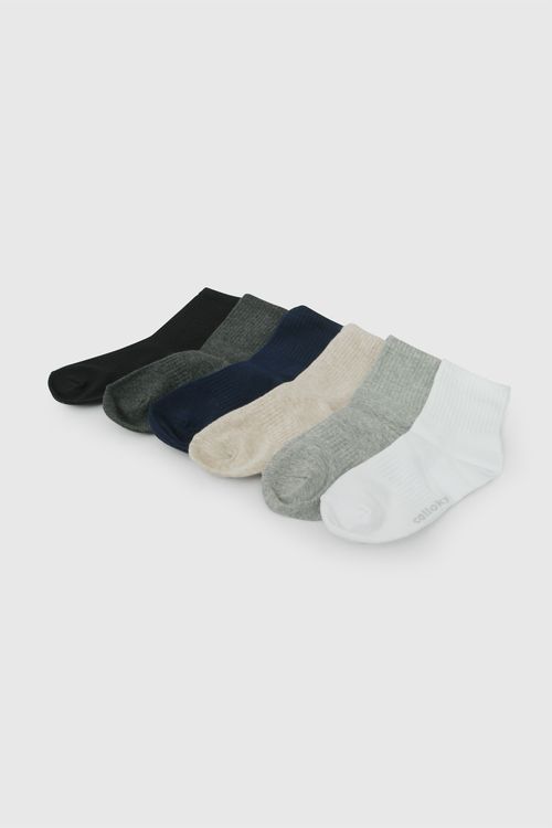 Pack 6 Medias 3/4 punto suave y resistente niño multicolor 3/4A a 9/12A