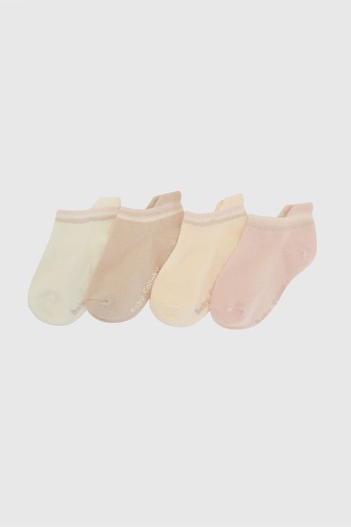 Pack 4 Medias deportivo corto punto suave niña rosado 0/3M a 3/4A