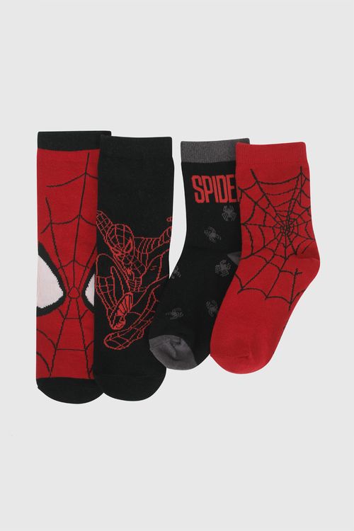 Pack 4 Medias 3/4 Marvel Spiderman niño rojo 3/4A a 9/12A