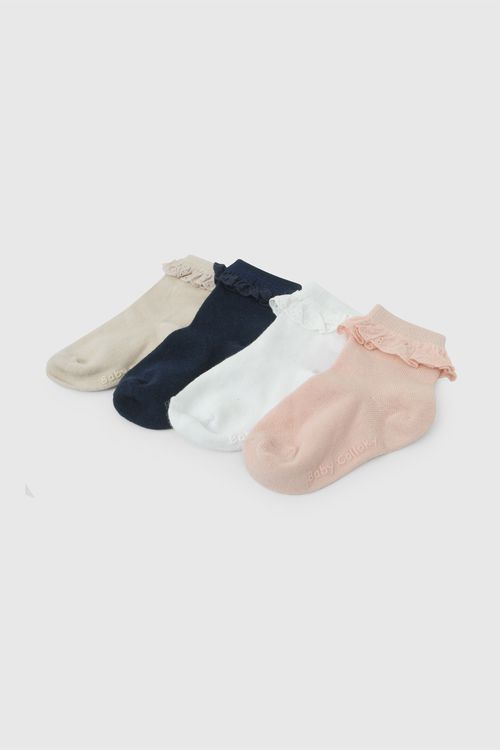 Pack 4 Medias deportivo corto punto suave y resistente niña rosado 0/3M a 3/4A