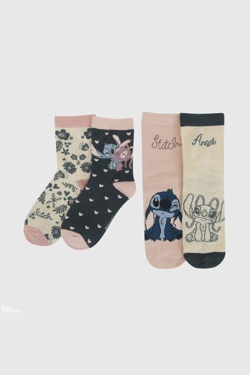Pack 4 Medias 3/4 Disney Lilo & Stitch niña azul 3/4A a 9/12A