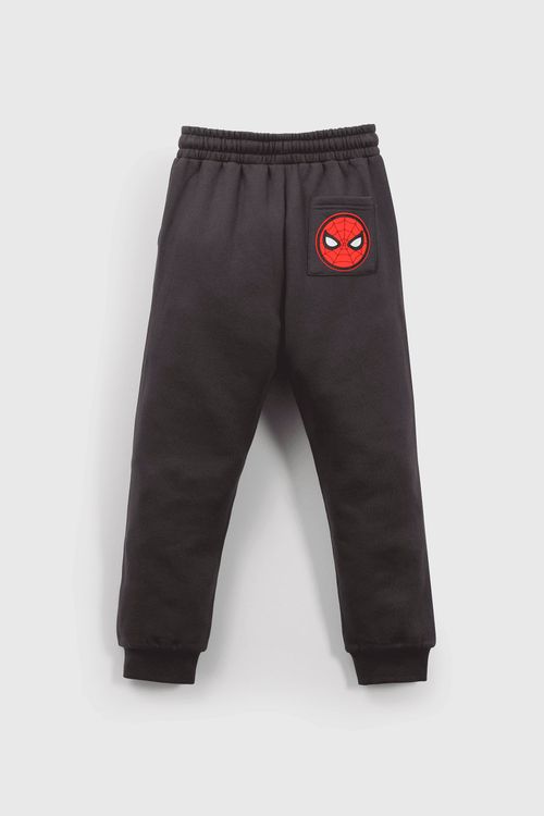 Pantalón de Buzo Negro Spiderman de Niño en Algodón Talla 3 a 12 Años