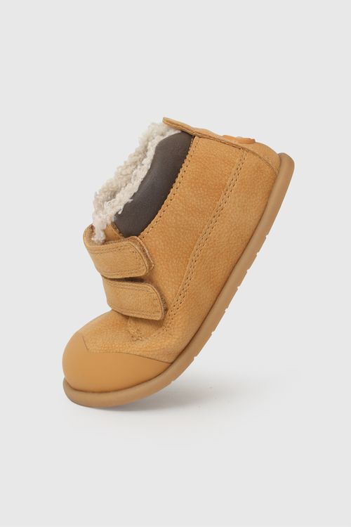 Botín Amarillo Mostaza con Velcro y Punta Protegida