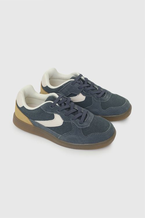Zapatilla Ergonómico cuero niño azul denim 28-38