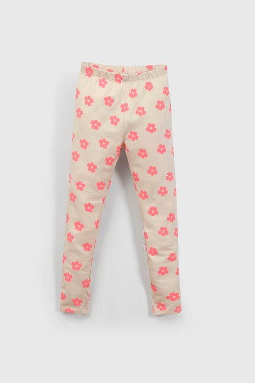 Legging Ajustada de Puño con Cintura Elasticada Beige para Niña