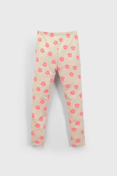 Legging Ajustada de Puño con Cintura Elasticada Beige para Niña