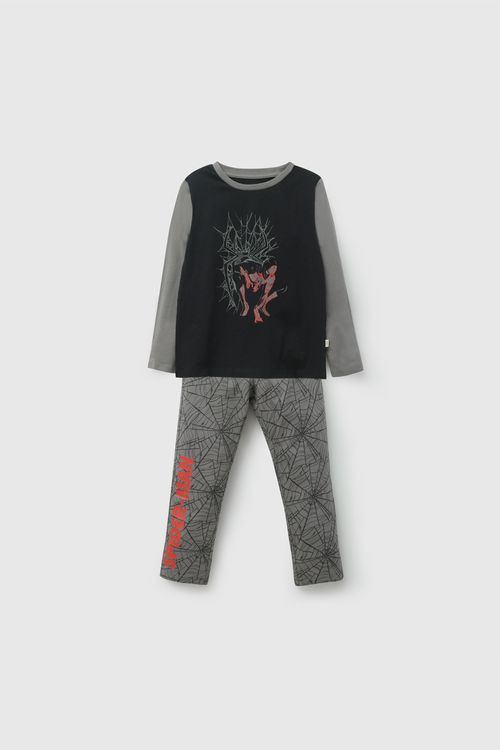 Pijama algodón Marvel Spiderman niño negro 2A a 12A